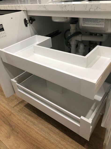 Under Kitchen Sink Storage, Under Kitchen Sink, Model Dapur, Clever Kitchen Storage, Kitchen Sink Storage, Kitchen Sink Design, Under Sink Storage, Kitchen Pantry Design, Diy Kitchen Storage