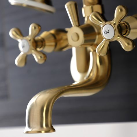 Kingston Brass Wall Mount Clawfoot Tub Faucet - Bed Bath & Beyond - 34932440 Bosch Kitchen, Freezer Accessories, Vintage Opulence, Clawfoot Tub Faucet, Clawfoot Tub, Outdoor Tiles, Tub Faucet, Kingston Brass, Brass Wall