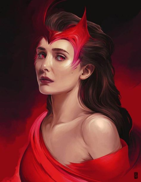 Marvelous World of WandaVision - Our Favorite Fan Art - Paintable W.i.t.c.h Fanart, Witch Wallpaper, Comic Tattoo, Elizabeth Olsen Scarlet Witch, Scarlet Witch Marvel, Scarlett Witch, Marvel Fan Art, Avengers Wallpaper, Jack Kirby