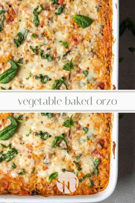 If you’re looking for a new way to cook orzo, try this baked orzo recipe packed with vegetables and ricotta cheese. Not only is it super easy to make but this healthy dish is full of flavor, fiber, and protein. Veggie Ricotta Baked Orzo, Roasted Veggie Orzo Bake, Orzo Casserole Recipes Vegetarian, Vegetarian Recipes With Ricotta Cheese, Vegetarian Orzo Bake, Vegetarian Ricotta Recipes, Orzo Recipes Healthy Vegetarian, Orzo Ricotta Recipe, Vegetable And Ricotta Baked Orzo