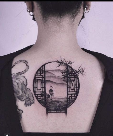 Japanese Blackwork Tattoo, Circular Tattoo Designs, Circular Tattoo, Temple Tattoo, Whimsical Tattoos, Astronaut Tattoo, Hyper Realistic Tattoo, Unique Small Tattoo, Magic Runes