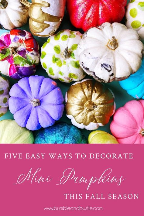 Decorate Mini Pumpkins, Mini Pumpkin Decorating, Halloween Decor Crafts, Diy Pumpkins, Mini Pumpkins, Design Tutorials, Tis The Season, Fall Season, Halloween Decor