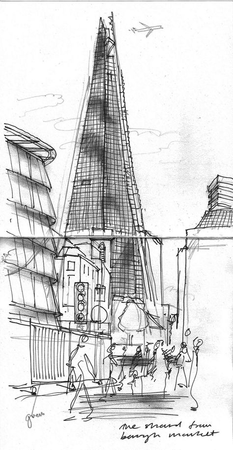 the Shard, London London Sketch, Sketch London, London Drawing, The Shard London, London Illustration, London Theme, Urban Sketch, Renzo Piano, The Shard