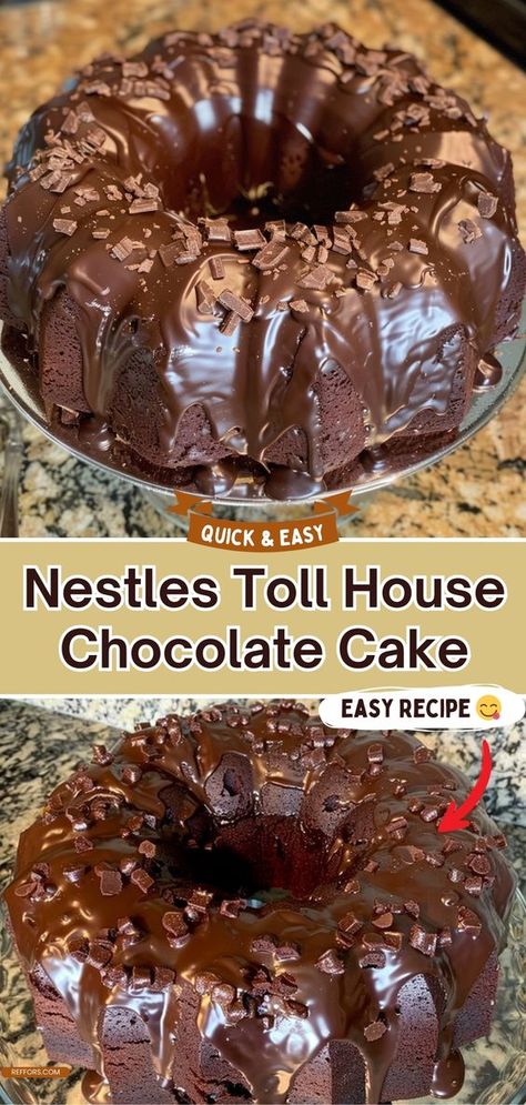 Nestles Toll House Chocolate Cake Southern Living Chocolate Cake, Copy Cake Nothing Bundt Cake, Ridiculous Chocolate Cake, Toll House Famous Fudge Recipe, Toll House Pie Recipe, Chocolate Spoonful Cake Recipe, Delicious Chocolate Cake Recipes, Chocolate Cake From A Box Recipes, Tube Pan Cake Recipes