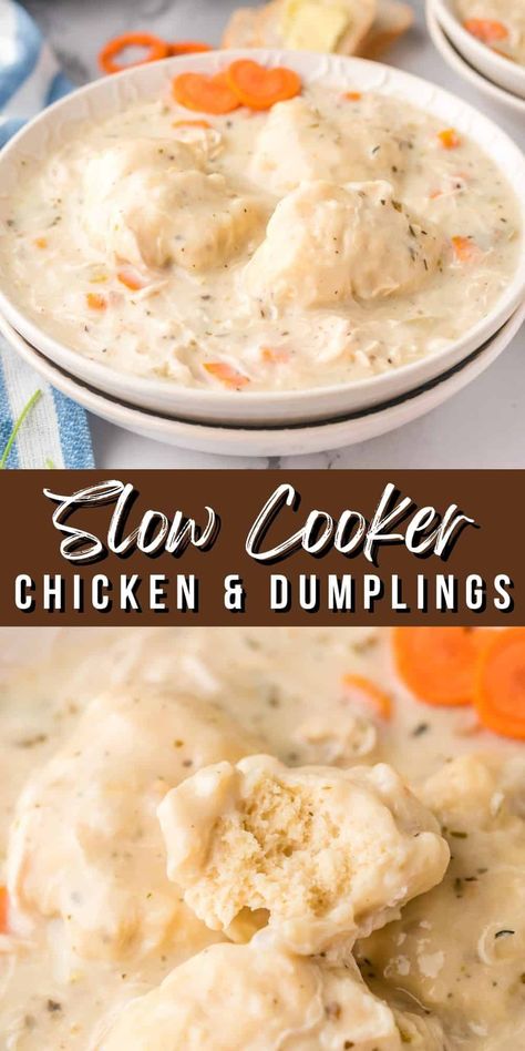 If you are searching for comfort and ease, you cannot get any more delicious than this Slow Cooker Chicken and Dumplings. Chicken And Dumplings Crockpot, Easy Crockpot Chicken And Dumplings, Crock Pot Chicken And Dumplings, Slow Cooker Chicken Dumplings, Slow Cooker Chicken And Dumplings, Chicken And Dumplings Recipe, Crockpot Chicken And Dumplings, Chicken Pot Pie Soup, Pot Pie Soup