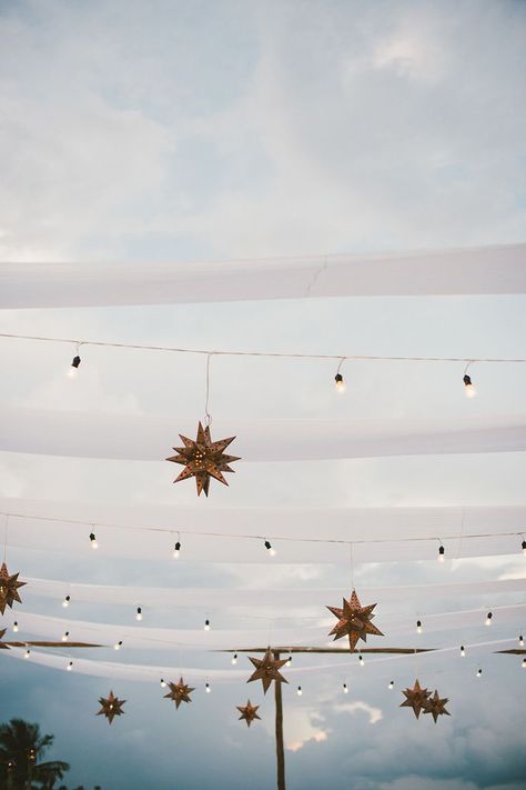 Starry Night Wedding Reception, Wedding Reception Decorations Lights, Night Wedding Reception, Starry Night Wedding, Star Lanterns, Celestial Wedding, Wedding Destination, Star Wedding, Wedding Night