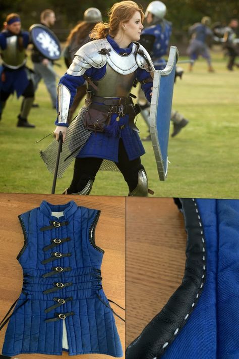 Fantasy Armour Outfit, Diy Costume Armor, Gambison Medieval, Knightcore Outfits, Gambeson Armour, Ren Faire Armor, Gambeson Pattern, Fantasy Gambeson, Female Gambeson