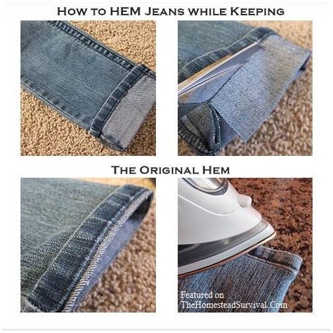 How to hem jeans while keeping the original hem. Hemming Jeans, Original Hem, Sewing Jeans, Sewing 101, Sew Ins, Costura Diy, Hem Jeans, How To Sew, Learn To Sew