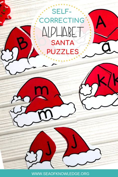 Homeschool Christmas, Preschool Christmas Activities, Puzzle Activity, Christmas Units, Kids Alphabet, Christmas Week, Alphabet Matching, Christmas Kindergarten, Christmas Alphabet