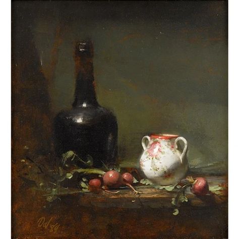 Artwork by David A. Leffel, RADISHES AND ROSE JAR, Made of oil on board David Leffel, Santa Fe Art, Classical Realism, Painting Competition, Fine Art Painting Oil, Still Life Oil Painting, National Art, Realism Art, Still Life Art