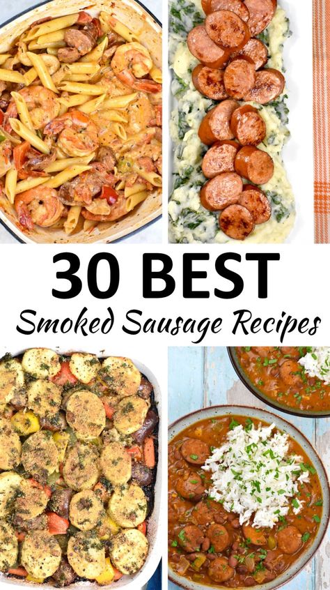 What To Make With Smoked Sausage, Sausage Dogs Recipes, Smoked Sausage Dinner Ideas, Salmon Sausage Recipe, Meals With Smoked Sausage, Dinner Ideas Sausage, Best Smoked Sausage Recipe, Beef Smoked Sausage Recipe, Smoked Sausage Dinner Recipes