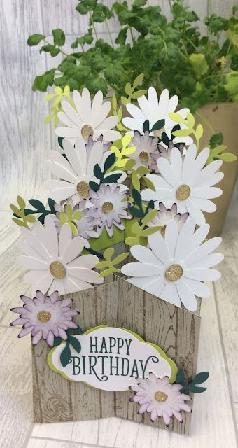 Cascade Cards, Cascading Cards, Cascading Card, Card Shapes, Folding Cards, Birthday Card Handmade, Fancy Fold Card Tutorials, Daisy Cards, Pop Up Box Cards