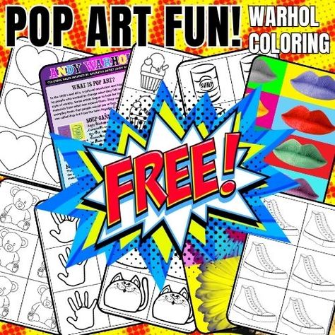 Pop Art School Projects, Pop Art For Kids Projects, Pop Art Activities For Kids, Simple Art Projects For Kids, Pop Art Projects, Simple Art Projects, Pop Art Kids, Famous Pop Art, Warhol Pop Art