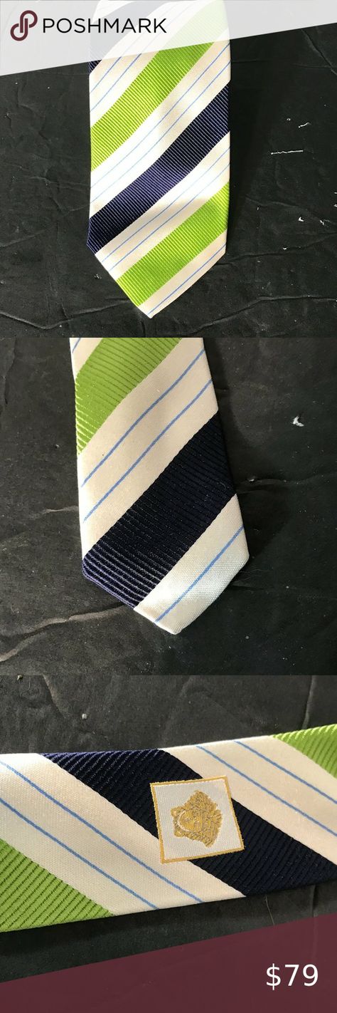 VERSACE Italian Silk Stripe Mens Formal Neckwear Tie Tie Shop, Mens Formal, Tie Colors, Vintage Italian, White Green, Versace, Thank You, Silk, Plus Fashion