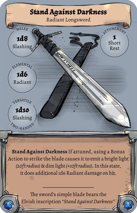 3 times a day for radiant damage Paladin Magic Items 5e, Dnd Planes Of Existence, Paladin Items Dnd, Magic Longsword 5e, Dnd Magic Longsword, Dnd 5e Homebrew Longsword, Longsword Dnd, Dnd 5e Homebrew Items, Dnd 5e Magic Items