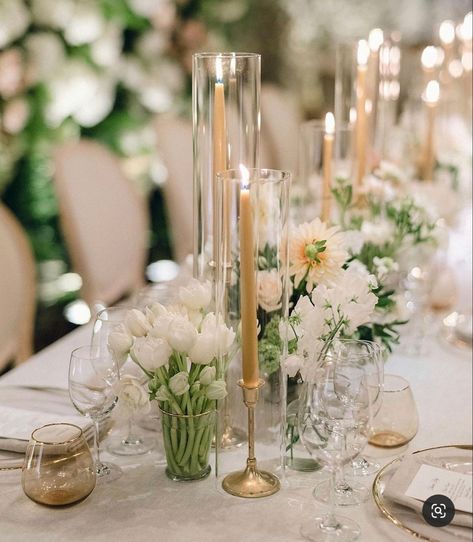 Taupe Taper Candles Wedding, Gold Candle Sticks Wedding, Candles And Flowers Centerpieces, Neutral Candles, Champagne Decor, Beige Candles, Taper Candles Wedding, Az Wedding, Candle Table Decorations