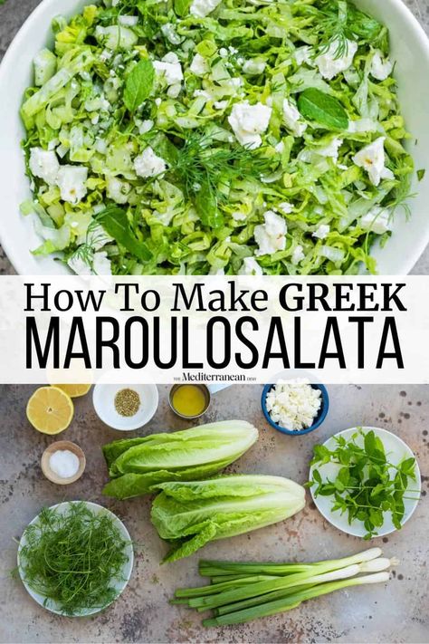 Greek Lettuce Salad, Lettuce Salad Recipes, Lettuce Recipes, Greek Salad Dressing, The Mediterranean Dish, Romaine Salad, Creamy Cucumber Salad, Greek Salad Recipes, Romaine Lettuce Salad