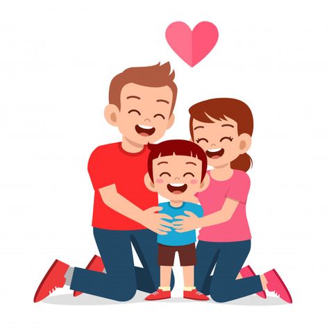 Happy cute kid boy with mom and dad | Premium Vector #Freepik #vector Dad Drawing, Family Hug, Dad Pictures, Mom Dad Baby, Father And Baby, Siluete Umane, Kid Boy, Family Cartoon, Girly Drawings