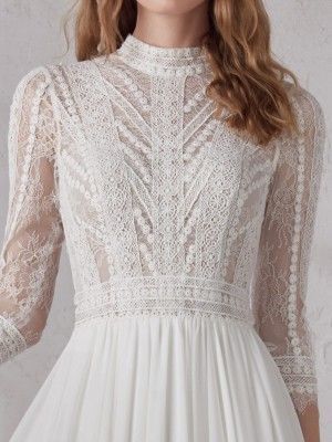 Plunging Neckline Wedding Dress, Dresses Ladies, Long Sleeve Wedding Dress Lace, White Wedding Dress, Wedding Robe, Stunning Wedding Dresses, Long Sleeve Wedding, Wedding Dress Sleeves, Long Wedding Dresses