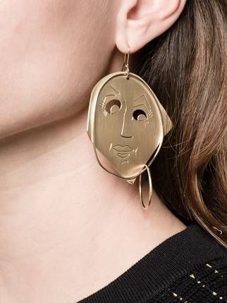 Moon Face Earrings, Floating Ring, Runway Earrings, Face Brooch, Jewelry Photography Styling, Earrings Moon, Face Jewellery, Two Faced, Art Jewelry Contemporary