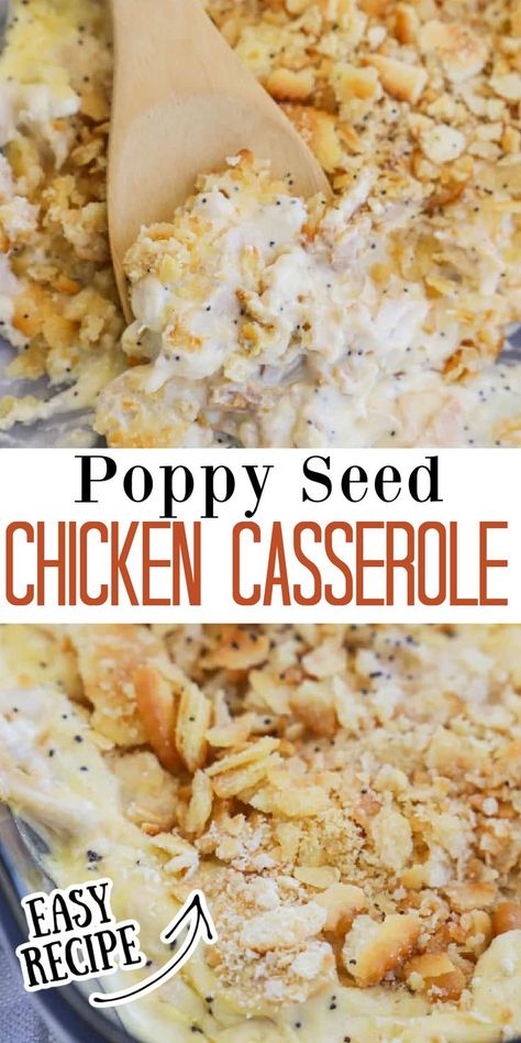 Poppyseed Chicken, Family Favorite Casseroles, Poppy Seed Chicken Casserole, Poppy Seed Chicken, Boiled Chicken, Baked Chicken Breast, Ritz Crackers, Easy Casserole Recipes, Chicken Recipes Casserole