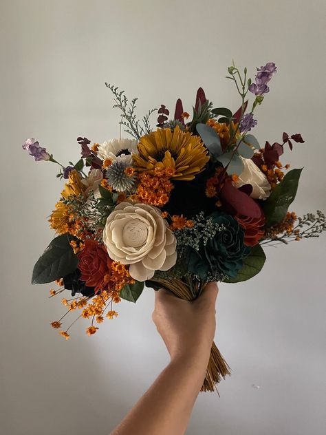 Bohemian Fall Wedding Flowers, Wildflower Fall Wedding Bouquet, Wooden Wedding Flowers, Wooden Wedding Bouquets, Wild Flower Fall Bouquet, Fall Wildflower Bridesmaid Bouquet, Fall Wedding Bouquets September, Fall Wedding Bouquets November, Wood Wedding Flowers