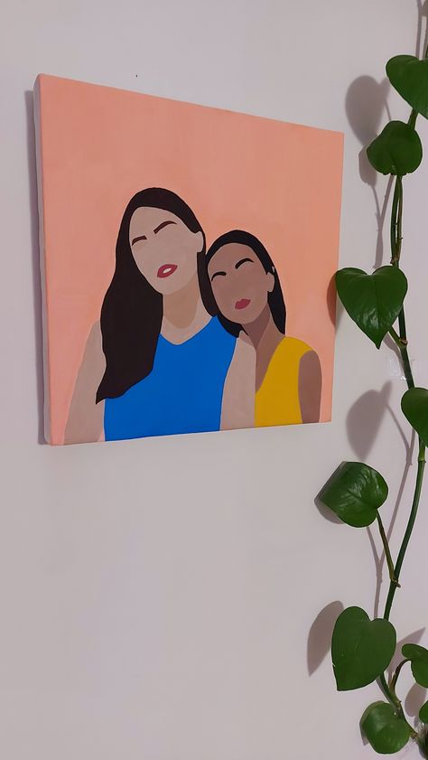 art Paintings To Put In Bedroom, Painting Ideas On Canvas Family, Painting Ideas On Canvas For Birthday, Gift Painting Ideas Canvases, Sister Canvas Painting, Birthday Painting Ideas On Canvas For Best Friend, Painting For Sister, Canvas Painting Ideas For Best Friends, Friendship Canvas Painting