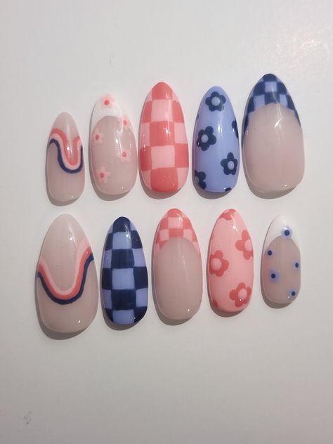 Hello, and welcome to my shop! I hope you find a style you love! 💖 ✨About my product: These nails are pre-made and NOT available for customization. Please see other listing's if you would like custom nails!  ✨Materials: I use only high quality materials to create long lasting, luxury press ons. I use gel polish to paint my nails, so they are very sturdy. These sets can be reused multiple times if cared for properly! Please be sure to read the care instructions received with the set. These sets can last 2-3 days when applied with adhesive stickers, and 1-3 weeks when applied with nail glue. Both options are included with your set. ✨Sizing: Custom sizing is available, and will provide the most accurate fit. If you need help sizing, feel free to message me and I can help! Sizing kits are als Press On Nails Size, Nails Size, Custom Nails, Cute Simple Nails, Really Cute Nails, Nails For Kids, Press Ons, Cute Nail Art, Luxury Nails