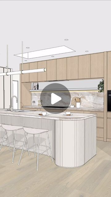 Ola • OlaInteriors • Brisbane & Gold Coast | There’s something timeless about the schematic renderings ✨ Even with fast Enscape photorealistic rendering, this schematic style remains... | Instagram Enscape Rendering, Sketchup Kitchen, Sketchup House, Kitchen Render, Kitchen Rendering, Japandi Style Kitchen, Kitchen Japandi, Japandi Kitchen Design, Japandi Kitchen