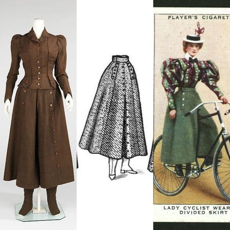 Bicycle Skirt, Edwardian Skirt, Riding Skirt, 1890s Fashion, 1800s Fashion, Victorian Clothing, Split Skirt, Edwardian Fashion, Old Fashion