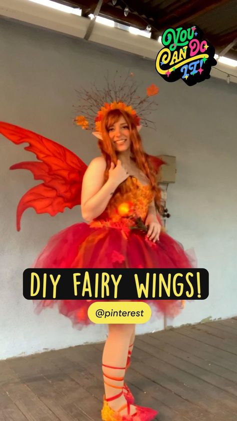 Fire Fairy Costume Diy, Fairy Wing Pattern Free Printable, Fairytale Costumes Diy, Cosplay Plus Size Ideas, Easy Fairy Wings, Fairy Costume Ideas For Women, Plus Size Fairy Costume, Dragon Costume Women, Diy Fairy Wings