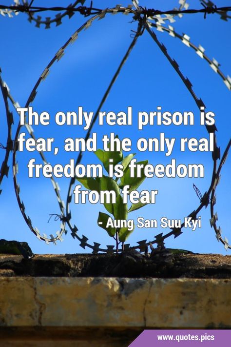 The only real prison is fear, and the only real freedom is freedom from fear #Freedom #Fear Freedom From Fear, Fear Of Rejection, Fear Quotes, Freedom Quotes, Quotes Pics, Freedom Is, Powerful Quotes, Short Quotes, Spiritual Quotes