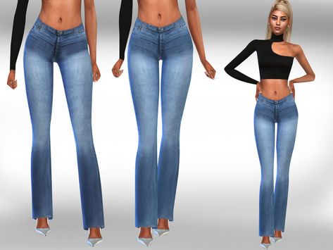 Sims 4 — Female Spanish Style Jeans by saliwa — Female Spanish Style Jeans #featuredartist Sims 4 Custom Content Jeans, Sims 4 Cc Straight Jeans, Sims 4 Alpha Cc Jeans, Sims4 Cc Mom Clothing, Sims 4 Jeans Female, Bell Bottom Jeans Sims 4 Cc, Sims 4 Cc Pants Low Waist, Sims 4 Women Pants, The Sims 4 Women Clothes