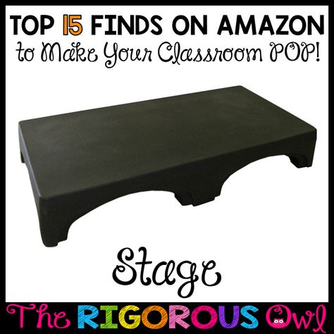 Teacher Stage In Classroom, Stage For Classroom, Classroom Platform Stage, Classroom Without Windows, Classroom Stage With Storage, Music Classroom Storage Ideas, Classroom Amazon Wishlist, Classroom Stage, Rockstar Classroom Transformation