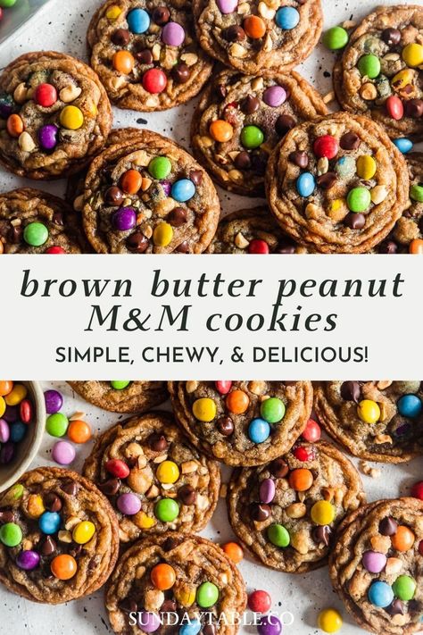 Peanut Butter Cookies M&m, Brown Butter M&m Cookies, Peanut M M Recipes, Peanut Butter M&m Cookies, Peanut M&m Cookies, M M Chocolate Chip Cookies Recipe, Peanut Butter M M Cookies Recipe, Peanut M&m, Peanut M M Cookies