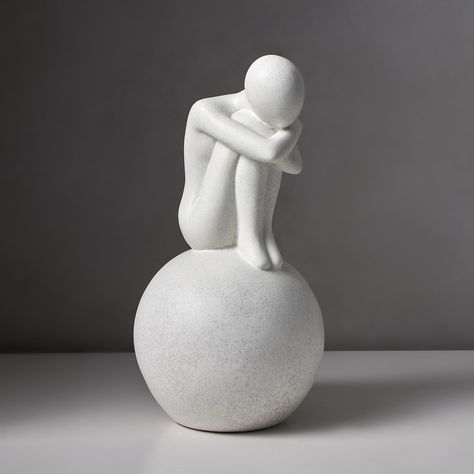 PRICES MAY VARY. Modern Home Decor - This modern white abstract thinker statue is a post-modern art piece of shelf decor accents, suitable home decorations for living room, coffee table, office, bookshelf, bedroom, TV stand, entryway table, or even library, beautifying the space while enhancing the artistic sense of the shelf decorations for living room. Exquisite Minimalist Decor - This sitting ball thinker statues for home decor is handmade from carefully selected high quality resin, the intri Sandstone Texture, Abstract Statue, Ball Sculpture, Minimalist Art Abstract, Modern Art Sculpture, Decorative Sculpture, Living Room Shelves, Bedroom Gift, Nordic Home