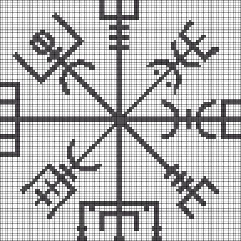 Alpha Friendship Bracelet Pattern #16913 - BraceletBook.com Pagan Cross Stitch, Viking Embroidery, Celtic Cross Stitch, Witch Cross Stitch, Halloween Cross Stitch Patterns, Embroidery Alphabet, Pixel Crochet, Astrological Signs, Viking Symbols