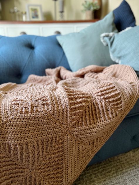 Stunning Textured Crochet Blanket Pattern | HanJan Crochet Geometric Crochet Blanket Pattern, Texture Crochet Blanket Pattern, Throw Blanket Pattern Crochet, Monochromatic Crochet Blanket, Crochet Blanket Texture, Crochet Couch Blanket, Two Tone Crochet Blanket, One Color Crochet Blanket Patterns, Geometric Crochet Blanket