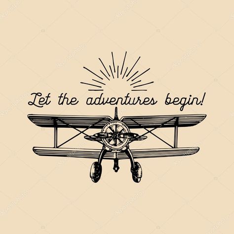 Plane Sketch, Airplane Logo, Sketch Quotes, Plane Drawing, Aviation Posters, Motorcycle Illustration, Vintage Airplane, Vintage Planes, Good Day Song