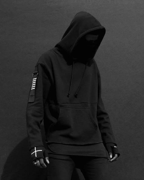 Urban Ninja, Tech Wear, Cyberpunk Fashion, Black Hoodie, Cyberpunk, Men's Fashion, A Black, Street Wear, Wallpapers