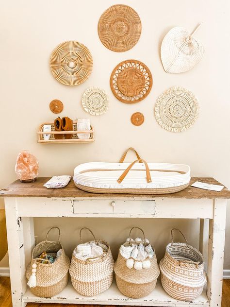 Baby Changing Basket, Neutral Playroom, Changing Basket, Boho Baby Nursery, Room Neutral, Dreamy Nursery, Baby Changing Station, Changing Tables, Boho Inspo