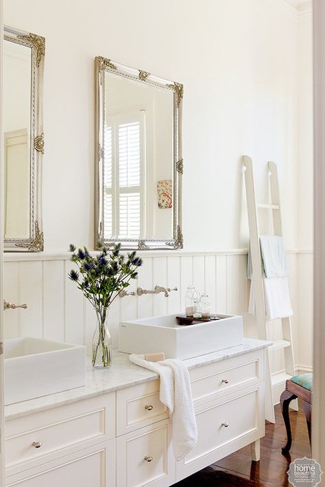 Heritage Charm: A renovation that stylishly recaptures the past has breathed new life into this Victorian cottage. Provincial Bathroom, French Provincial Bathroom, French Country Decorating Bathroom, French Bathroom Decor, Modern French Provincial, French Provincial Design, French Country Rug, Country Bathroom Decor, French Bathroom