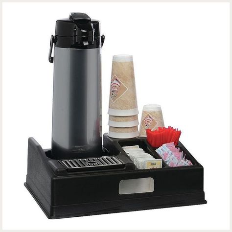 HUBERT Airpot Station Black Polypropylene Airpot Coffee, Coffee Dispenser, Condiment Caddy, Coffee Carafe, Black Appliances, Coffee Service, Stir Sticks, Pot Rack, Drink Dispenser