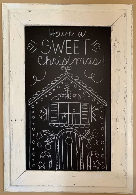 Gingerbread House Chalkboard Art, Gingerbread Chalkboard Ideas, House Chalkboard, Chalk Talk, Window Drawing, Cork Bulletin Boards, Chalkboard Ideas, Sweet Christmas, Christmas Window