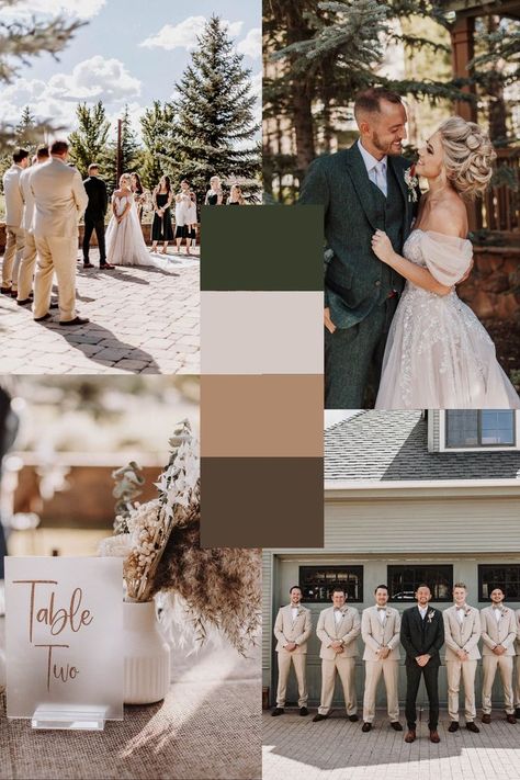 Neutral Flagstaff, AZ Wedding with forest green and tan color scheme. Neutral Forest Green Wedding, Green And Tan Wedding, Forest Green Wedding, Az Wedding, Tan Wedding, Flagstaff Arizona, Flagstaff Az, Fairy Wedding, Neutral Wedding