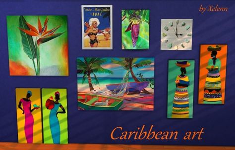 The Sims 4 Xelenn: Caribbean art • Sims 4 Downloads Sims 4 Controls, Hoodie Base, Indian Wall Decor, Sims 4 Cc Shoes, Sims 4 Cc Skin, Caribbean Art, African Art Paintings, Sims 4 Update, Sims 4 Build