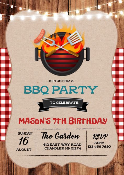 Bbq Party Invitations Free Templates, Bbq Invites Free Templates, Bbq Birthday Invitations, Birthday Bbq Invitation, Summer Bbq Invitations, Bbq Invitation Template, Bbq Birthday Party, Freshers Party, Bbq Birthday