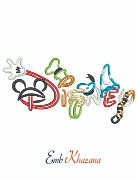 Disney Embroidery Design World Embroidery, Disney Letters, Embroidery Design Pattern, Internet Logo, Embroidery Online, Coffee Shop Logo, Disney Embroidery, Event Logo, Cartoon Embroidery