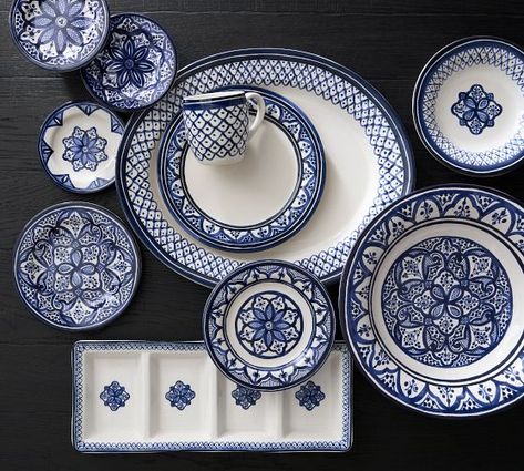 Blue Dinnerware Sets, Blue And White Dinnerware, Decor Pottery, Appetizer Plates Set, Stoneware Dinnerware Sets, Construction Crafts, Stoneware Dinnerware, Mark And Graham, Appetizer Plates