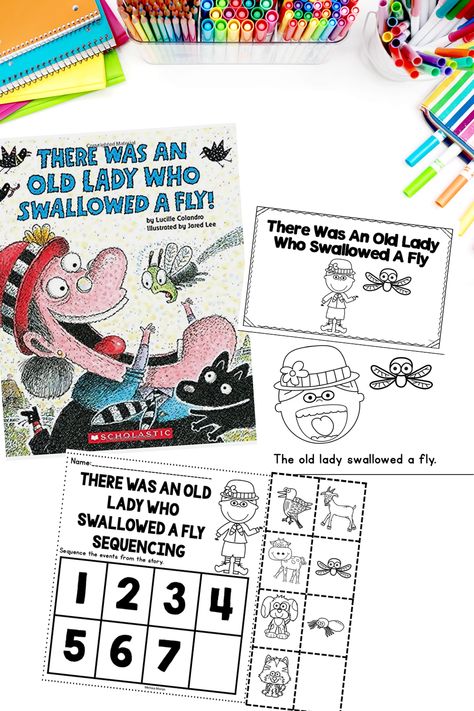 There Was An Old Lady Who Swallowed A Bat Activities, There Was An Old Lady Who Swallowed Fly Free Printable, Old Lady Who Swallowed A Fly Activities, There Was An Old Lady Who Swallowed Bat, Old Lady Who Swallowed The Alphabet, Kindergarten Sub Plans, September Halloween, Count The Room, Swallowed A Fly